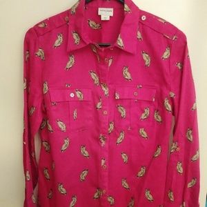 100% Cotton Long Sleeve Owl Blouse